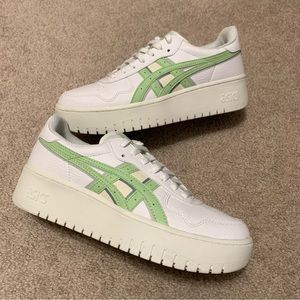 Asics Japan S PF Women's Size 9.5 White Sport Green Platform Sneakers 1202A360